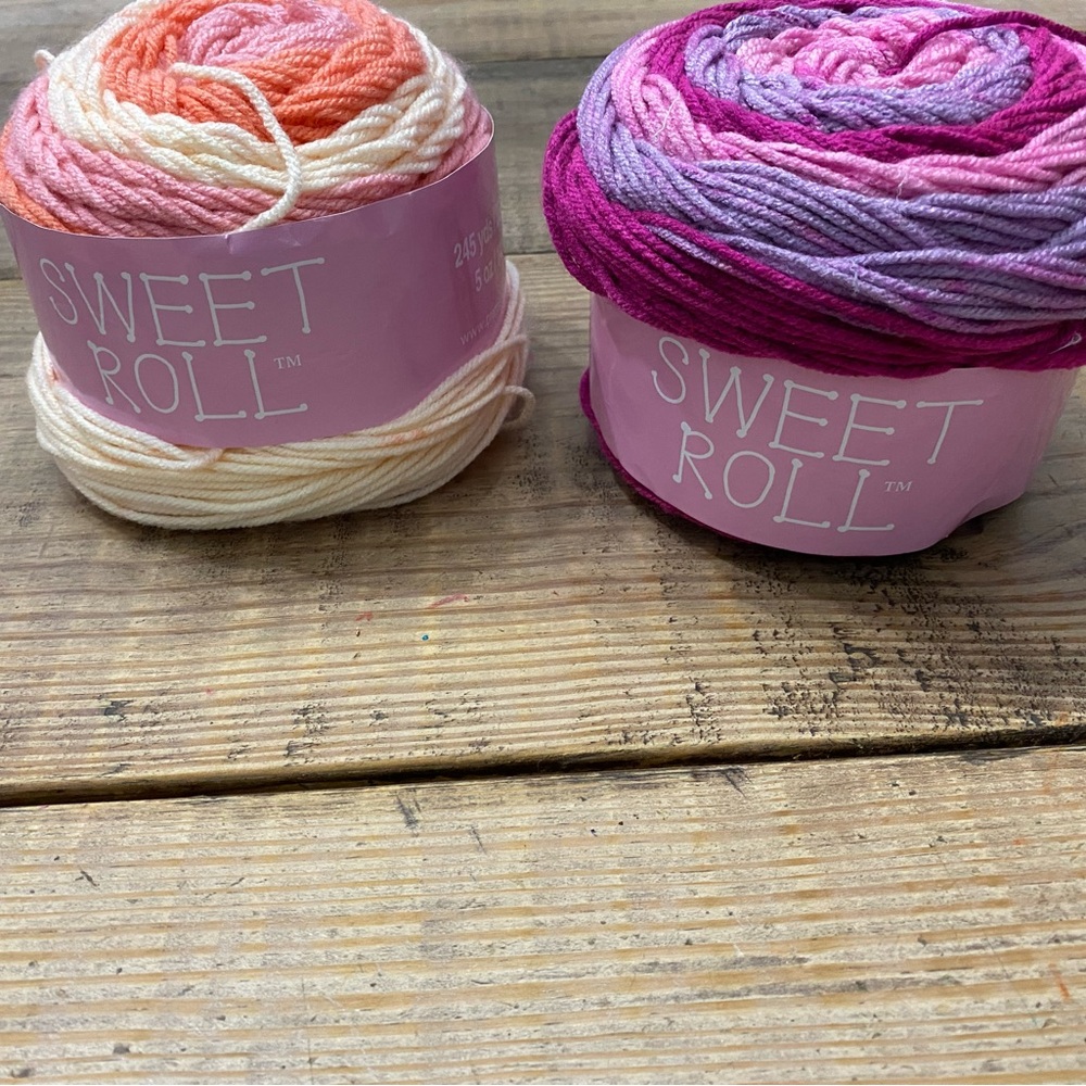 Premier Sweet Roll Yarn Peaches and Cream and Raspberry Swirl Yarn 245yds 5oz